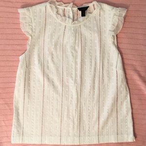 J. Crew White Embroidered Eyelet Cotton Top